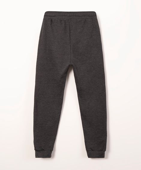 calça juvenil de moletom básica cinza escuro