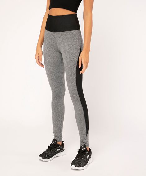 calça legging cós anatômico esportiva cinza mescla