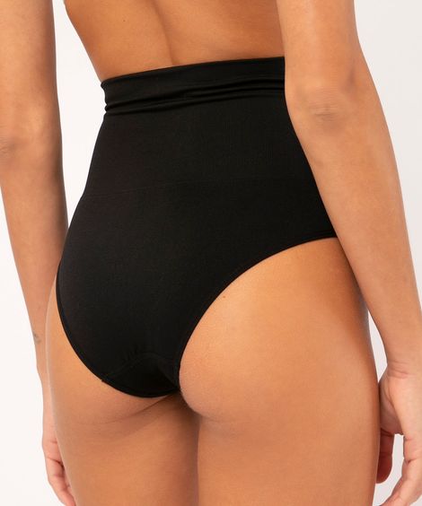 Calcinha Modeladora Cós Alto Sem Costura Preta