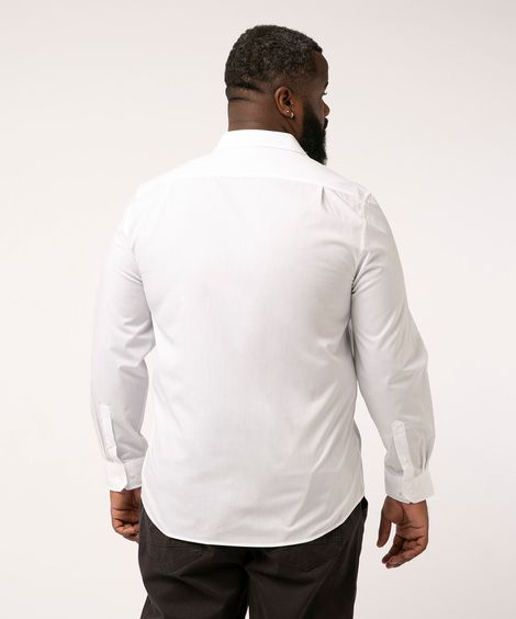 camisa de tricoline manga longa branca