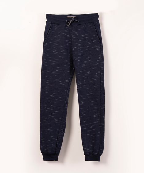 calça juvenil de moletom azul marinho