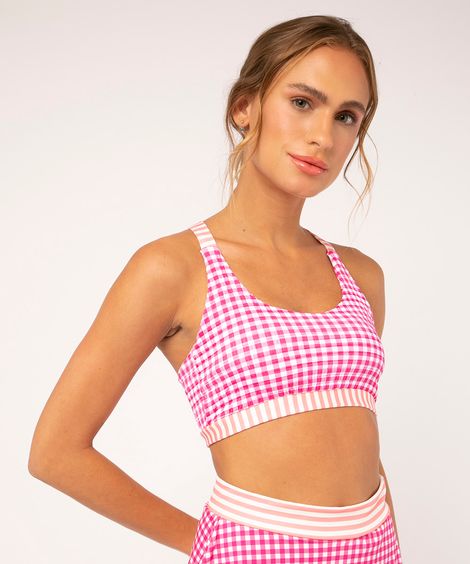 top xadrez vichy bojo removível rosa