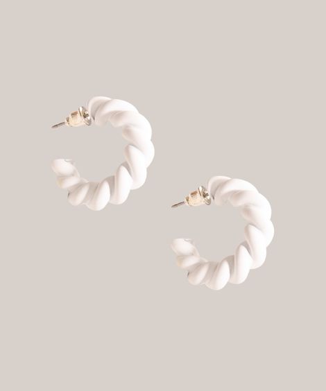 brinco de argola trançada off white