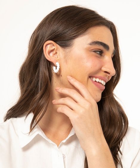 brinco de argola trançada off white