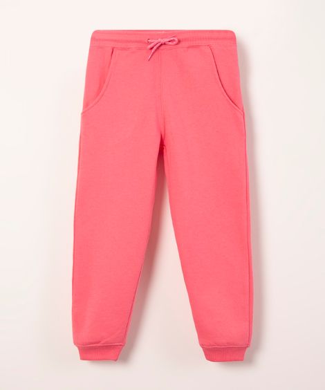 calça infantil em moletom rosa