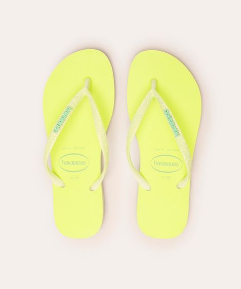 chinelo slim glitter havaianas  verde neon