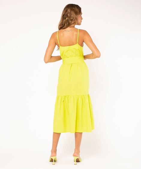 vestido midi babados alças finas verde verde
