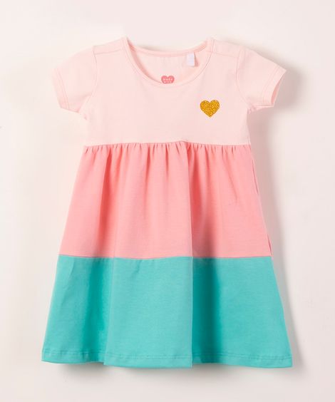 vestido infantil manga curta  rosa