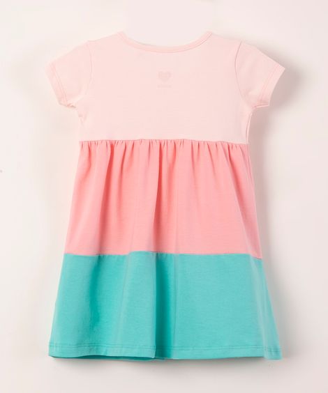 vestido infantil manga curta  rosa