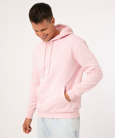 blusão de moletom bolso canguru rosa