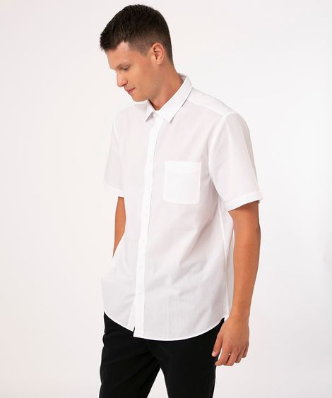 camisa comfort de tricoline manga curta branca