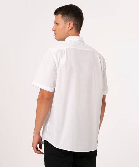 camisa comfort de tricoline manga curta branca
