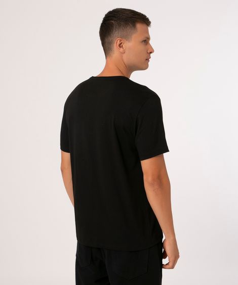 camiseta manga curta gola careca preto
