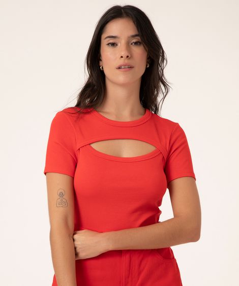 blusa decote cut out  vermelho