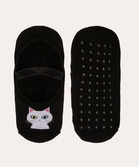 meia sapatilha de gatinhos preta