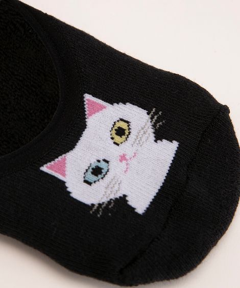 meia sapatilha de gatinhos preta