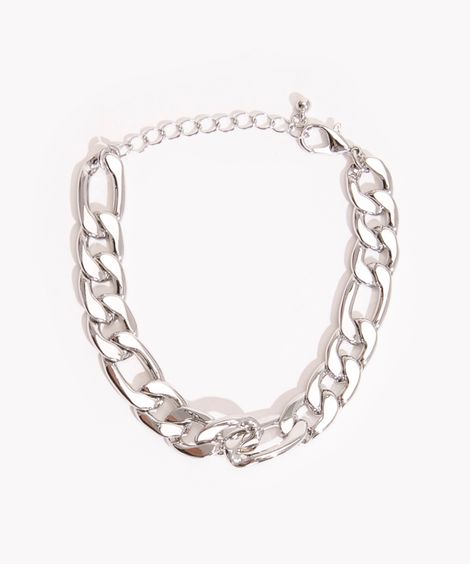 pulseira corrente achatada prateado