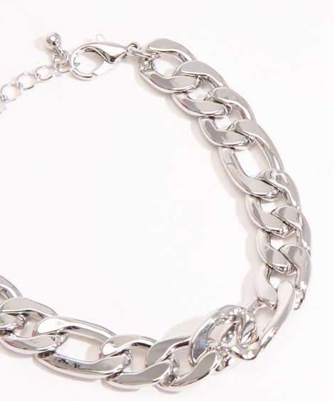 pulseira corrente achatada prateado