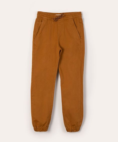 calça jogger de sarja caramelo