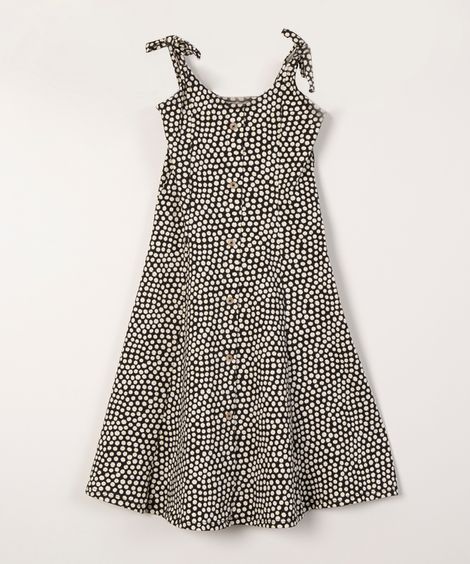 vestido com amarração floral preto