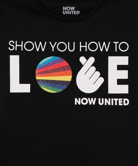 camiseta infantil manga curta now united  preto