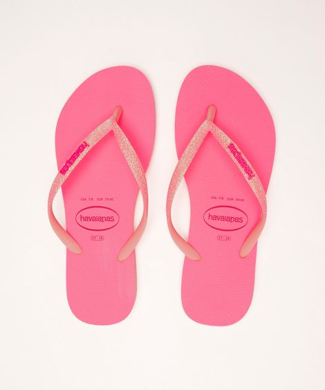 chinelo slim glitter havaianas  pink