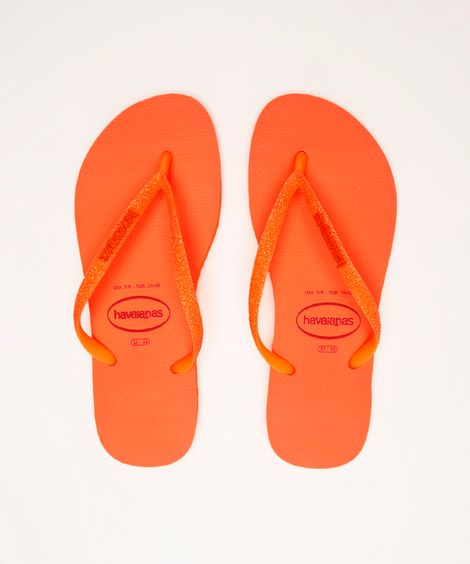 chinelo slim glitter havaianas  laranja