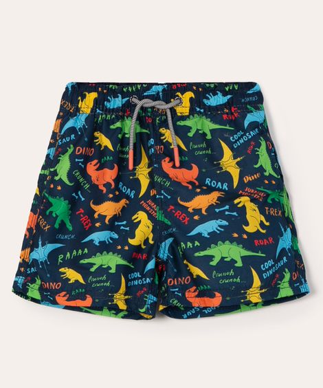 short infantil com cordão dinossauros azul marinho