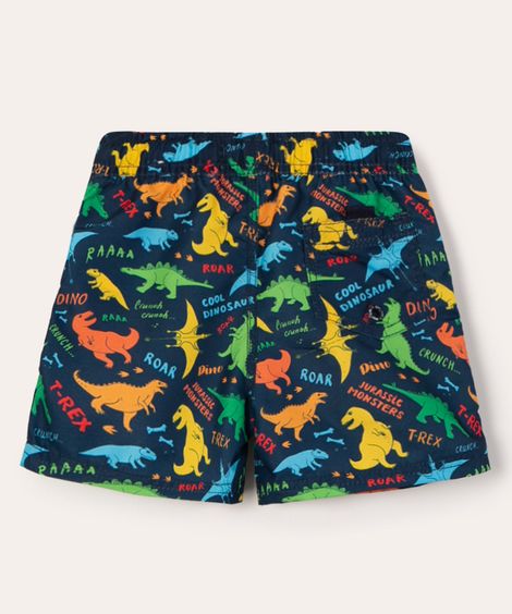 short infantil com cordão dinossauros azul marinho