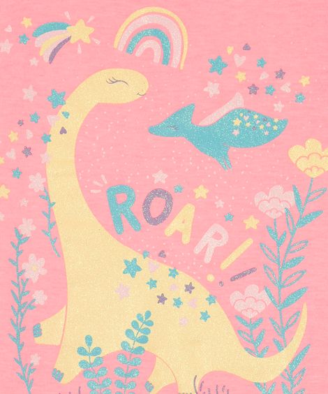 blusa infantil manga curta dinossauros  rosa neon