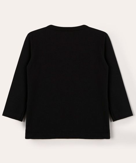 blusa básica de algodão manga longa preta