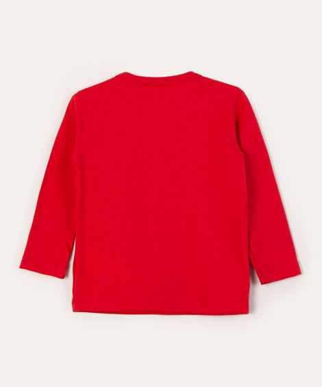 blusa básica de algodão manga longa vermelha