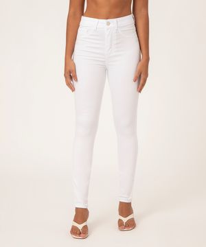 Calça Jeans Feminina Super Skinny Energy Cintura Alta Branca