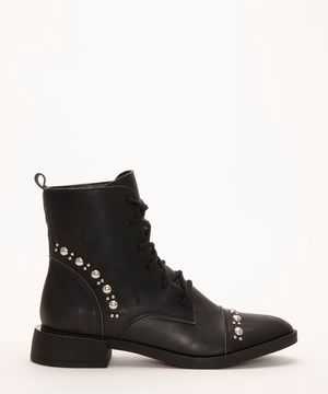 Bota Coturno Feminina Oneself Tachas Preta