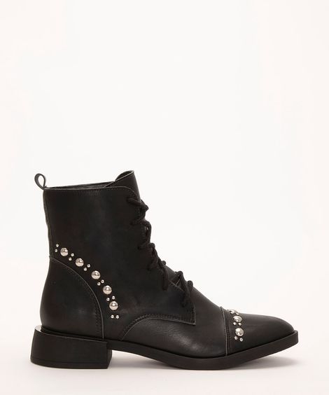 Bota Coturno Feminina Oneself Tachas Preta