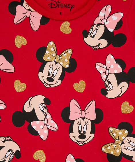 blusa de algodão manga longa minnie vermelha