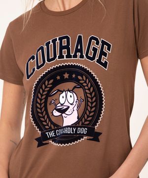 camiseta de algodão coragem o cão covarde marrom