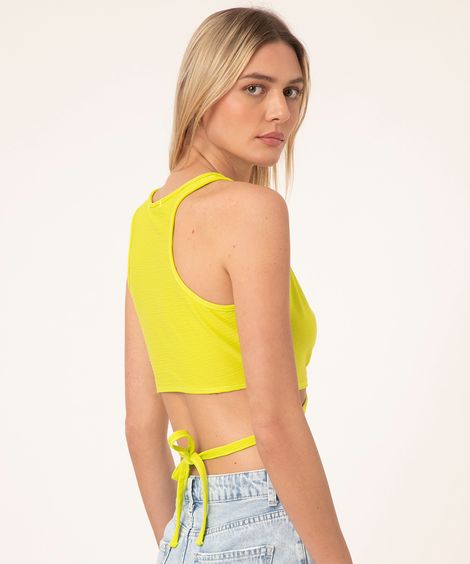 regata cropped com amarração verde neon