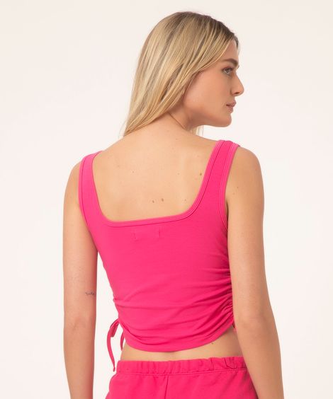 regata básica com franzido e amarração pink