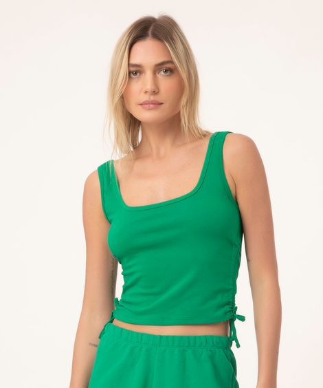 regata básica com franzido e amarração verde