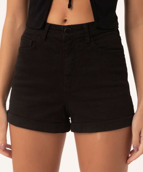 short hot pant cintura super alta preto