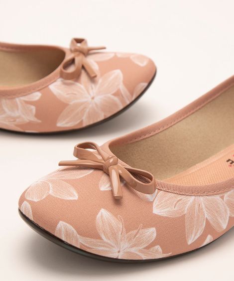 sapatilha floral com laço moleca rosê