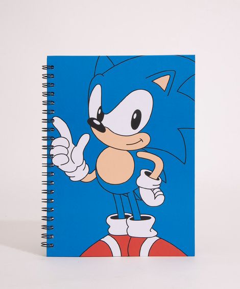 caderno universitário com pauta sonic 96 folhas azul