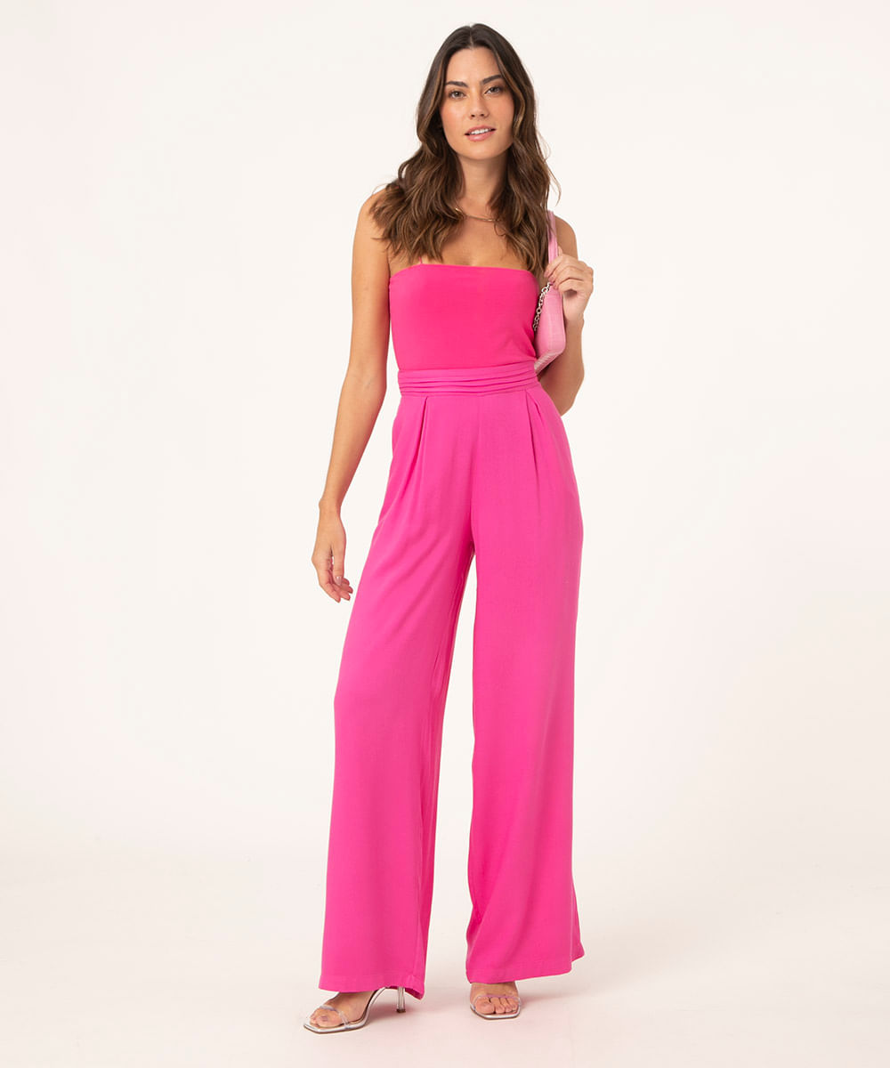 calça wide cintura alta   rosa