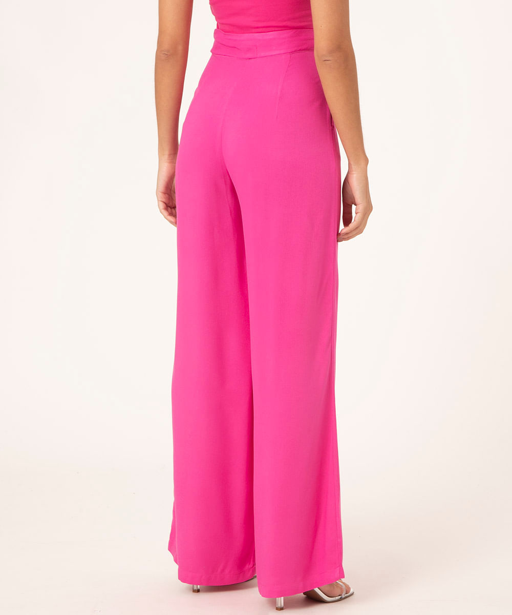 calça wide cintura alta   rosa