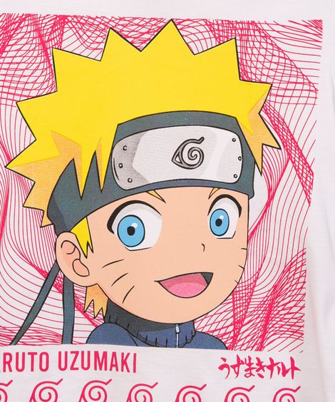 camiseta juvenil manga curta naruto off white