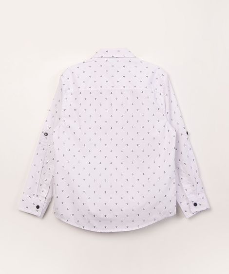 camisa infantil estampada com bolso âncora branca