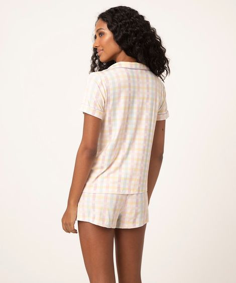 pijama americano xadrez vichy rosa