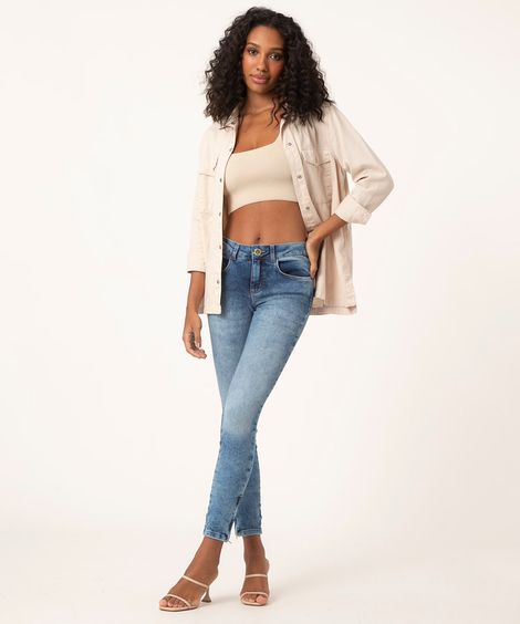 calça jeans super skinny azul claro