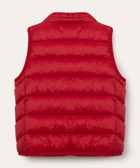 colete puffer de poliamida com bolso vermelho